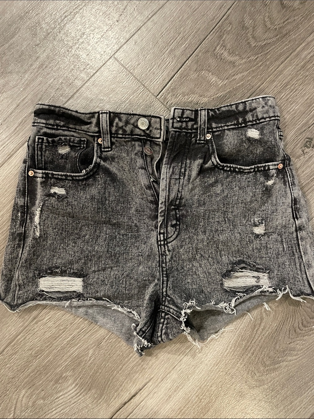 wild fable Black Distressed High-Rise Denim Shorts